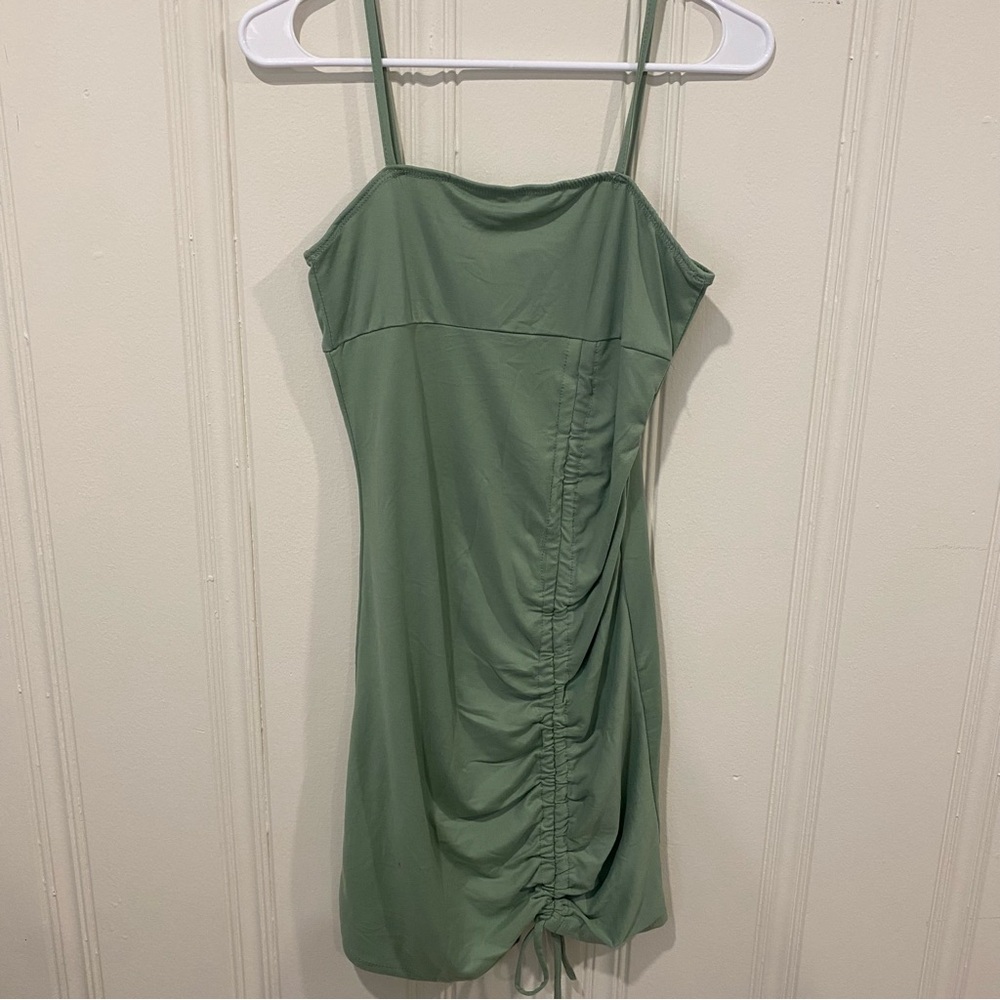 Green Ruched Mini Dress